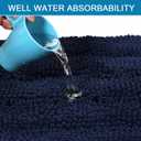 H.VERSAILTEX Bath Mats for Bathroom Non Slip Extra Thick Chenille Striped Bath Rug 24" x 36" Absorbent Non Skid Fluffy Soft Shaggy Rugs Washable Dry Fast Plush Mats for Indoor, Bath Room, Tub - Navy