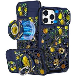 Buleens for iPhone 14 Pro Case 6.1 Inch - with Ring Stand & Camera Cover Aesthetic Cute Designed for Women Girls Unique Kawaii for Phone Case for iPhone 14 Pro Compatible with Magsafe