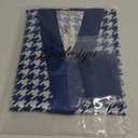 PRODESIGN Mens Houndstooth Kimono Robe - Long Satin Sleepwear Silky Nightgown Bathrobe Dressing Gown Cardigan Beach Cover Up (Small, Dark Blue)