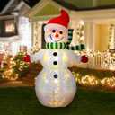 Glitzhome 8ft Christmas Inflatable Decorations ICY Snowman Decors with Build-in LEDs Blow Up Inflatables for Xmas Party Yard Lawn Garden Decors