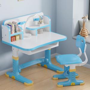 Xaperexi Kids Desk and Chair Set, Height Adjustable Child's School Study Writing Tables, Kids Desk with Bookstand and Storage Drawer, Widened Desktop with Desktop for Boys and Girls