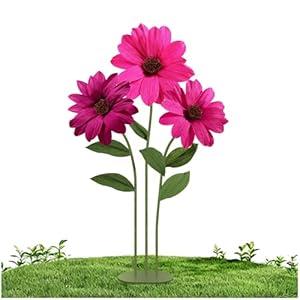 Mverse Giant Flower with Heavy Duty Iron Base Stand, Aluminum Pipe Stems | Large Artificial Poppy Paper Flowers Decorations for Outdoor Wedding, Party, Home Dcor (Beige)