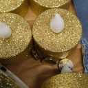 Mudder 24 Pieces Gold Tea Lights LED Candles Tealights Flameless Votive Battery Operated Tea Lights Electric Glitter Tealight for Holiday, Festival Gift, Wedding, Birthday,Home, Party Decor