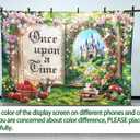 7x5ft Fairy Tale Magic Book Backdrop Enchanted Forest Castle Princess Floral Arch Photography Background Wedding Birthday Party Decorations Photo Banner Props
