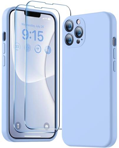 BossKiss Compatible with iPhone 13 Pro Case, Premium Silicone Upgraded [Camera Protection] [2 Screen Protectors] [Soft Anti-Scratch Microfiber Lining] Phone Case for iPhone 13 Pro 6.1'' - Light Blue