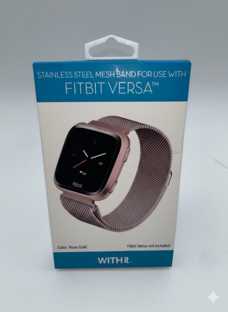 STAINLESS STEEL MESH BAND FOR USE WITH FITBIT VERSA ROSE GOLD - New