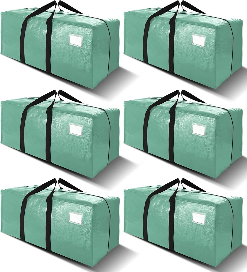 6 Pack Heavy Duty Extra Large Moving Bags W/Backpack Straps - Strong Handles & Zippers, Storage Totes For Space Saving, Fold Flat, Alternative to Box and Bin (40 gal, Teal)