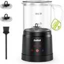 Dallfoll Milk Frother, 4-in-1 Milk Frother and Steamer Electric, Visualized Glass Design, 13.5oz/400ml Hot and Cold Milk Foam Maker for Coffee, Latte, Cappuccino Silent Operation, Automatic off (Black)