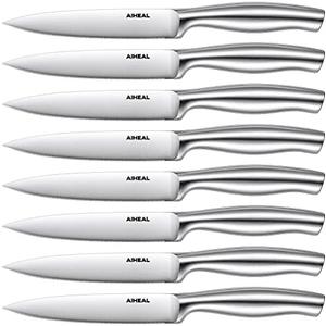 Aiheal Steak Knives, Stainless Steel Steak Knives Set of 8, Never Needs Sharpening Dinner Steak Knife Set, 4.5 Inch Sharp Micro Serrated