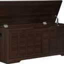 VANKILEY 47.2" Storage Chest Extra Large, Storage Trunk with 2 Safety Hinges, Wooden Storage Bench, Shoe Bench, 47.2x15.7x19.1 Inch, Easy Assembly, for Bedroom, Living Room, Entryway, Espresso