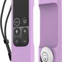 AhaStyle Protective Case for Apple TV Remote with AirTag Holder, Anti Slip Silicone Cover Compatible with 4K and HD [1st Generation] (Lavender)