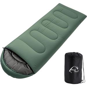 Wind Tour 3 Season Lightweight Waterproof Sleeping Bag Indoor & Outdoor for Hiking Backpacking Camping Traveling, 2.2 lb | Green 