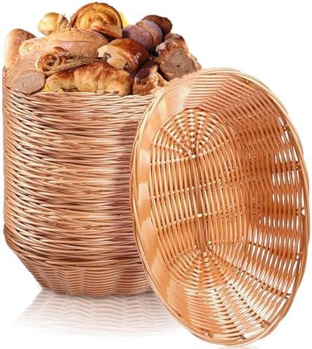 CEZOOWYEX 16 Pack Plastic Small Gift Baskets, Oval Wicker Bread Basket for Party, 9 x 6.5 x 2.48 Inch Empty Tabletop Fruit Vegetables Serving Baskets for Wedding, Mother's day, Christmas, Restaurant
