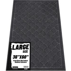 Front Door Mat Indoor Outdoor Entrance, 36" x 60" All-Season Heavy Duty Waterproof Doormat, Non-Slip Absorbent Entryway Mat, Easy to Clean, Low Profile Commercial Floor Mat for Indoor Outdoor