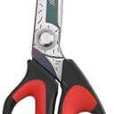 LIVINGO 10" Multipurpose Heavy Duty Scissors, Premium Titanium Coating Forged Stainless Steel Tool Industrial Shop Shears for Household, Pruning, Gardening, Fabric, Red/Black