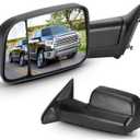 Towing Mirrors for Dodge Ram 1500 2009-2017, 2500 3500 2011-17 Power Heated with Manual Folding Fliping Up (1 Pair)