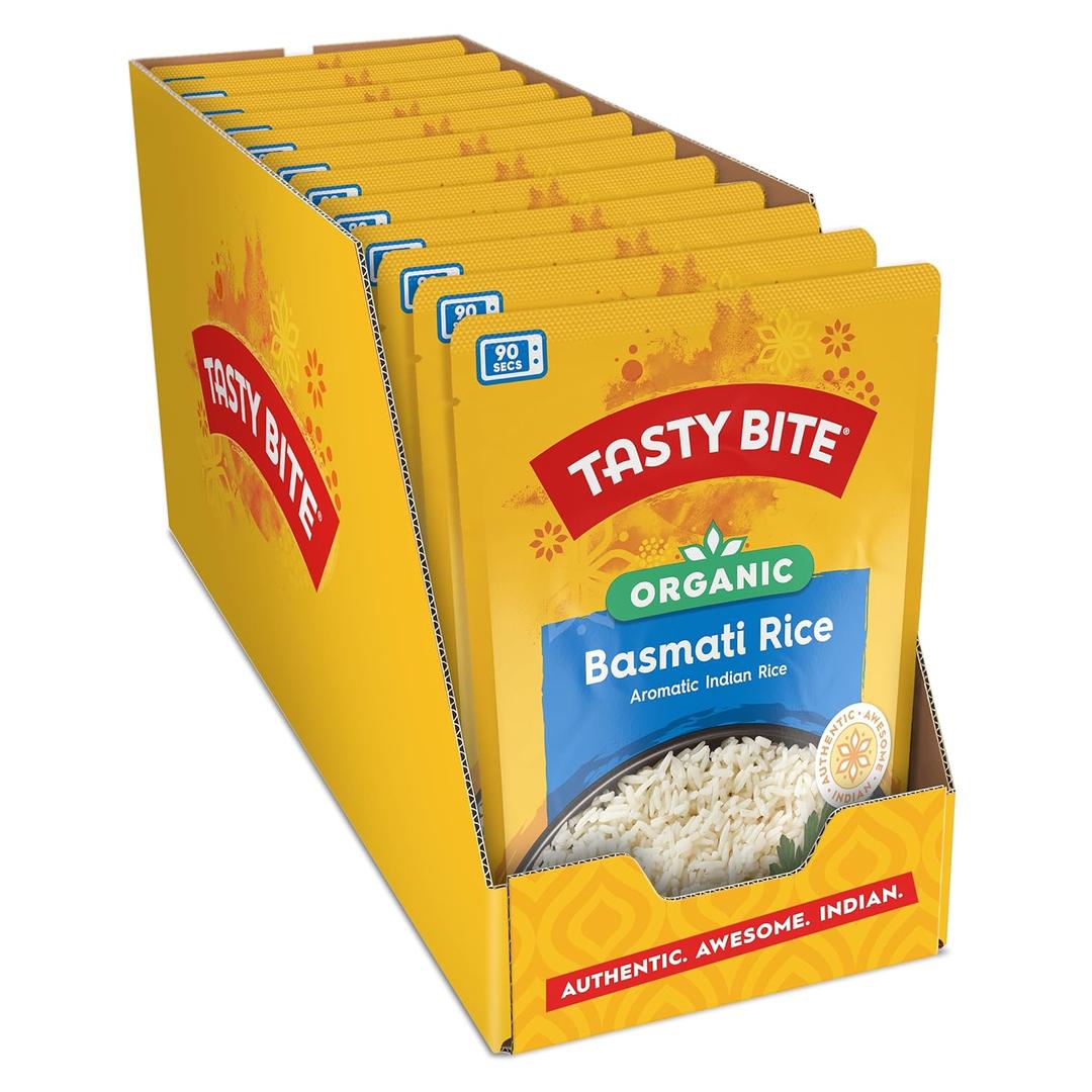 Tasty Bite Organic Basmati Rice, 8.8 Ounce, Pack of 12, Ready to Eat, Microwavable, Vegan, Gluten-Free, Best By: Sep 30, 2026