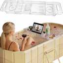 Expandable Bathtub Tray, Foldable Bath Tray for Tub, Acrylic Bath Table Trays Storage Rack, Bath Tub Tray for Bathtub & Bathroom Accessories (Transparent Bathtub Tray, 22"L x 7.8"W x 1.7"H)