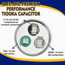 30+5 uF 30/5 MFD 5% 370V/440VAC Dual Run Round Start A/C Capacitor CBB65B Air Conditioner Capacitors for AC Unit Fan Motor Start or Heat Pump or Condenser Straight Cool