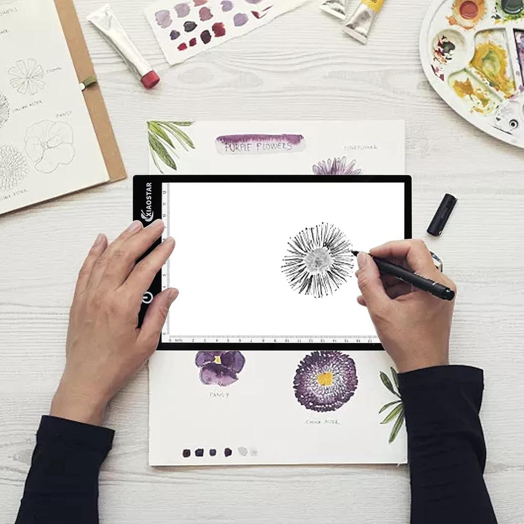 XIAOSTAR Light Box Drawing Pad A5, Tracing Board with Micro USB Cord Charge Cable and Brightness Adjustable for Artists, AnimationDrawing, Sketching, Animation, X-ray Viewing (A5) Not Rechargeable