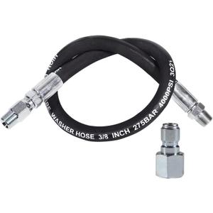 YAMATIC Pressure Washer Whip Hose with Swivel Steel Connector, 3/8 Whip Line for Pressure Washer, 3FT Jumper Hose with 3/8" Inch Quick Connect Plug