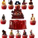 6 x 13Pcs Stranger 5 TV Cake Decorations with 12pcs Cupcake Toppers, 1pcs Cake Topper for Boys and Girls Movie Theme Birthday Party Decorations