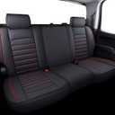 YIERTAI Seat Covers for Silverado Sierra Fit 2007-2024 2025 1500/2500/3500HD Crew Double Extended Cab Waterproof Leather Back Seat Cover(1 Rear Seat Cover/Black-Red)