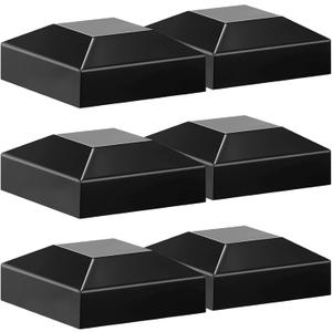 2x2 Aluminum Pyramid Caps - Fits 2" x 2" Metal Posts, Black Matte Covers for Fence, Deck Railing, and Mailbox (6 Pack)