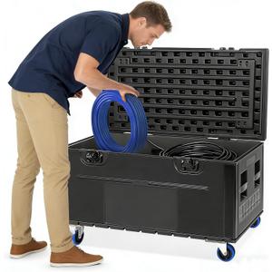 45'' ATA Rolling Cable Trunk Case, Stackable Road Case with 360° Wheels for for Pro Audio & DJ Equipment Storage, 1100lbs Heavy Duty Case for Professional Package Transport