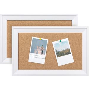 HBlife Cork Board Bulletin Board 11 x 17 inch with White Frame Rectangle Decorative Hanging Pin Board Perfect Decor for Office & Home,Message Board or Vision Board - 2pcs