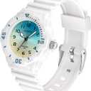 Women's Sport Waterproof Nurse Minimalist Simple Analog Watch - Casual Ladies Watch in Rose Gold Pink ( White Blue)