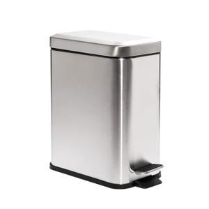 BINO Stainless Steel 1.3 Gallon / 5 Liter Rectangle Step Trash Can, Brushed Steel
