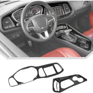 JeCar for Challenger Carbon Fiber Interior Center Console Trim Kit Fit for 2015-2023 Dodge Challenger Interior Accessories