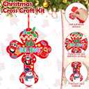 Watersay 48 Set Christmas Religious Cross Craft Kit Christian DIY Snowman Penguin Paper Crafts Make Your Own Christmas Hanging Ornament for Art Project Home Activities (Red)