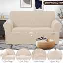 U-NICE HOME Loveseat Cover Stretch Couch Cover Sofa Cover Sofa Slipcover Furniture Protector for 2 Cushion Couch Sofa Pet Friendly(Loveseat, Beige)