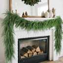 DR.DUDU 9FT Real Touch Norfolk Pine Garland, Christmas Artificial Greenery Garlands for Mantle Fireplace Stairs - Indoor Outdoor Xmas Decorations