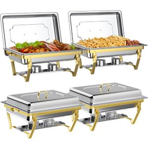Chafing Dishes for Buffet Set: Chafers for Catering - Chafing Dish Buffet Set with Lids | Chafers and Buffet Warmers Sets | Serving Food Warmer | Chafers Servers Sets (4 pack)