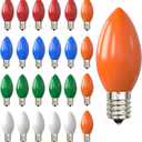 Oviejo C9 Led Replacement Christmas Light Bulb, C9 Multicolor Led Bulbs for Christmas Outdoor String Lights, E17/C9 Intermediate Base-0.6 Watts, 25 Pack
