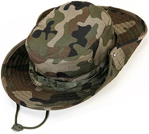 Pack of 2, Wide Brim Boonie Hat, Men & Women Top Camo Bucket Hats for Safari Military Beach