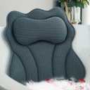 Bath Pillows for Tub  Luxury Bath Pillow & Bathtub Pillow with 6 Strong Suction Cups, Soft Cushion for Head and Neck Support, Relaxing Bath Accessories for Women (Gray)