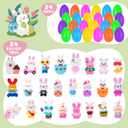 24 Pcs Easter Eggs Filled with Bunny Figurines SetPrefilled Easter Egg Party FavorsEaster Bunny Figurines Basket Stuffers Fillers, Party Favors and Classroom Prize Supplies