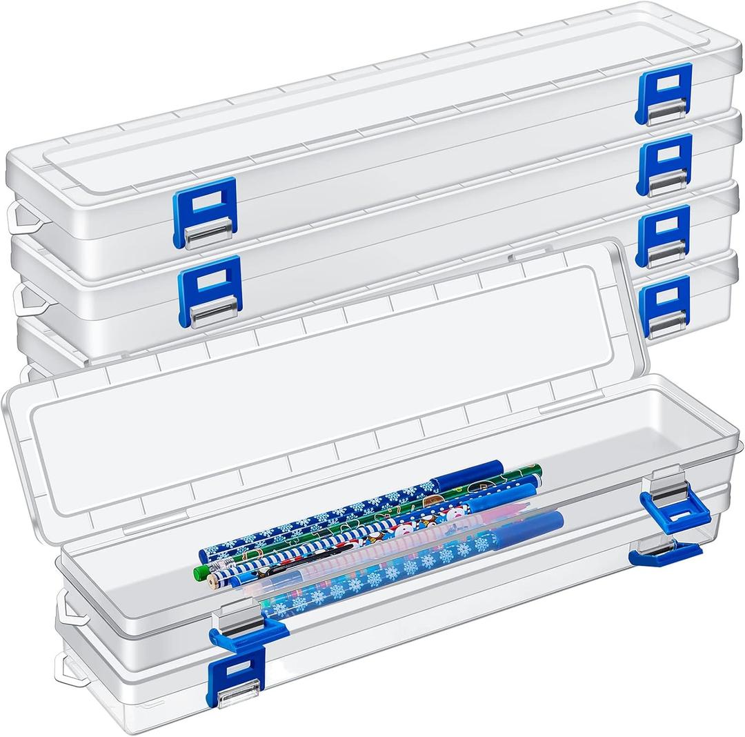 8 Pcs Translucent Plastic Paint Brush Holders Paint Brush Case Organizers Drawing Tools Storage Box Long Paint Brush Case Watercolor Pen Pencil Container Buckle Design for Artist 13 x 2.7 x 1.4 Inches