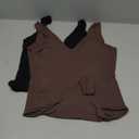SUUKSESS Women 2 Piece Thong Bodysuit Sexy V Neck Backless Sleeveless Tank Tops (Medium, 01 Pack (Black & Brown))