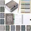 Spakon 10 Sets Mother's Day Church Bulk Gifts Christian Religious Pentecost Women's Ministry Journal Notepad Spiral Planner Notebook Bible Verse Pen for Sunday School Teacher Graduation (Dark Color)