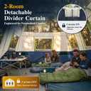 LET'S CAMP 12 Person Camping Tent, Large 3 Room Cabin Tent 16 x 11 ft with Rainfly, Canopy Door, 6 Mesh Windows and Privacy Dividers, Weather Resistant Family Shelter for Car Camping and Festivals