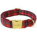 Unique style paws Dog Collar Scottish Plaid Black Red Metal Buckle Durable Puppy Collar Christmas for Medium Boys Girls Dogs