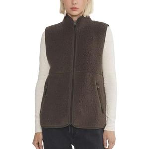 Hixiaohe Sherpa Fleece Vest for Women Trendy Warm Sleeveless Vests Jacket Lightweight Zip Coats with Pockets Fall Outerwear, Brown, Medium