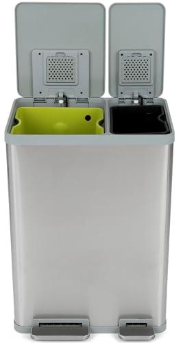 Amazon.com: SIMPLI-MAGIC 16 Gallon (38L x 22L) Dual Compartment Step Trash Can  Kitchen Garbage Can with Waste & Recycling Bins  Slow-Close Lid, Odor Control, Hands-Free, Inner Bases, Brushed Stainless Steel : Industrial & Scientific