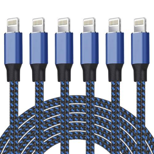 iPhone Charger [Apple MFi Certified] Lightning Cable 6PACK-3/3/6/6/6/10 FT Nylon Braided iPhone Charger Cord High Speed Cord for iPhone 14/13/12/11 Pro Max/XS MAX/XR/XS/X/8/7/Plus/6S/6/iPad