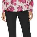 Calvin Klein Womens Button Front Printed Long Sleeve Blouse (X-Large, Pale Pink/Pink)